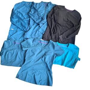 Healing Hands Purple Label Scrubs 6 Pieces S Blue Black Tops Jackets Grey’s